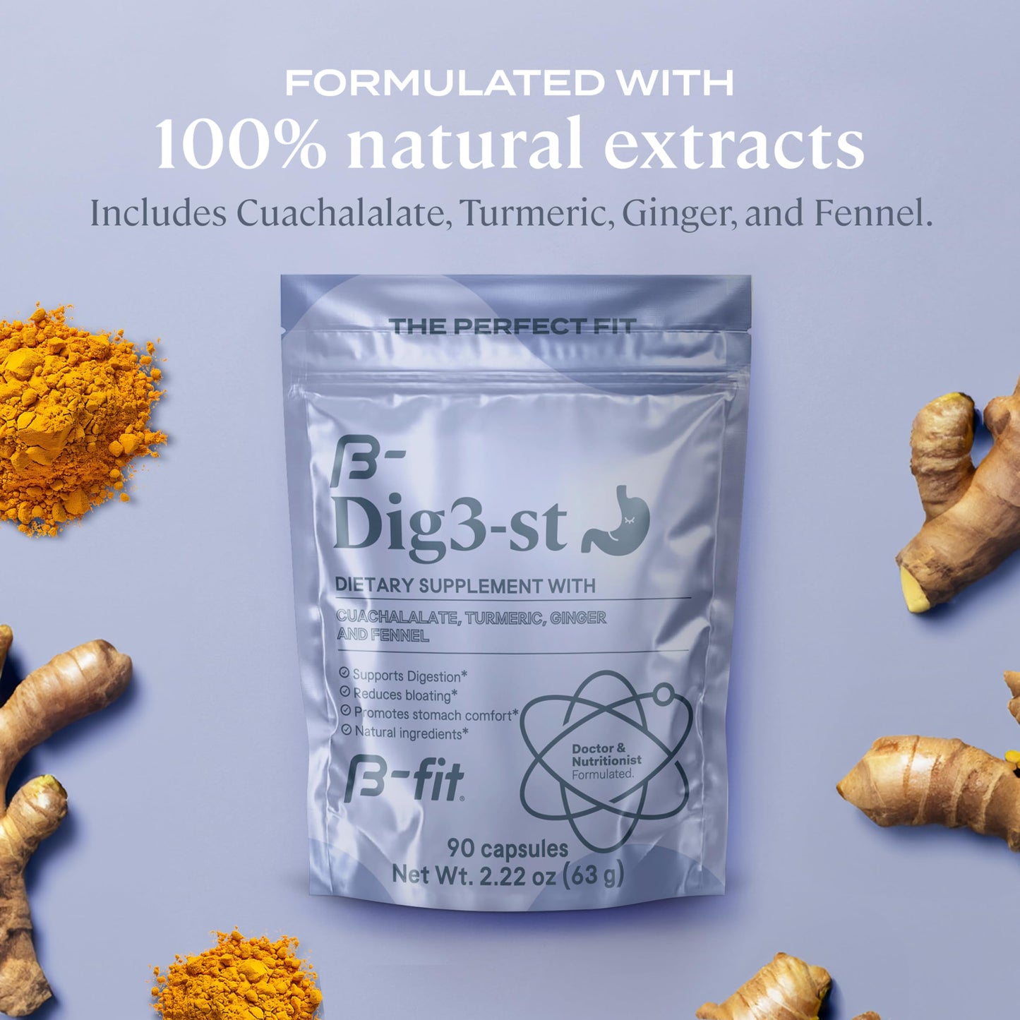 B-FIT Digestive Herbal Supplement – 60 Capsules | Natural Pre-Meal Support
