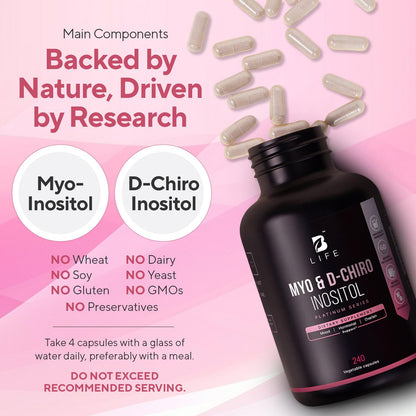 B Life Myo-Inositol 40:1 for Women – Hormone Balance & Fertility (240 Caps)