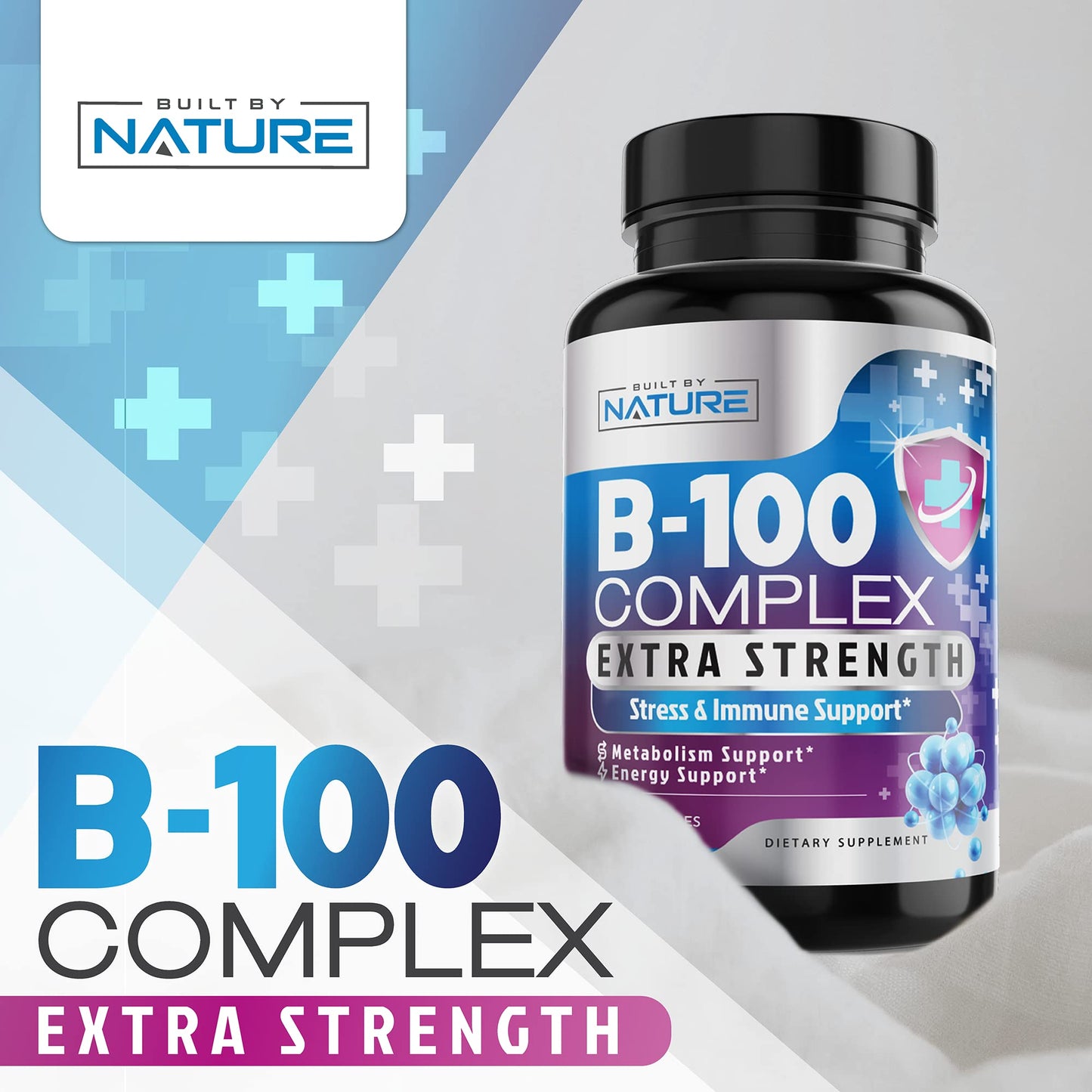 Vitamin B Complex + Vitamin C - Immune, Energy & Metabolism Support | 60 Caps | Vegan