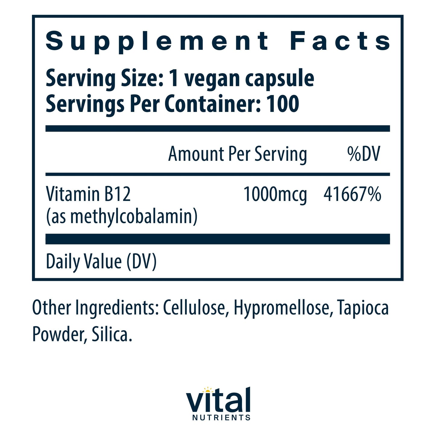 Vital Nutrients B12 1000mcg – Vegan Methylcobalamin | High-Potency B12