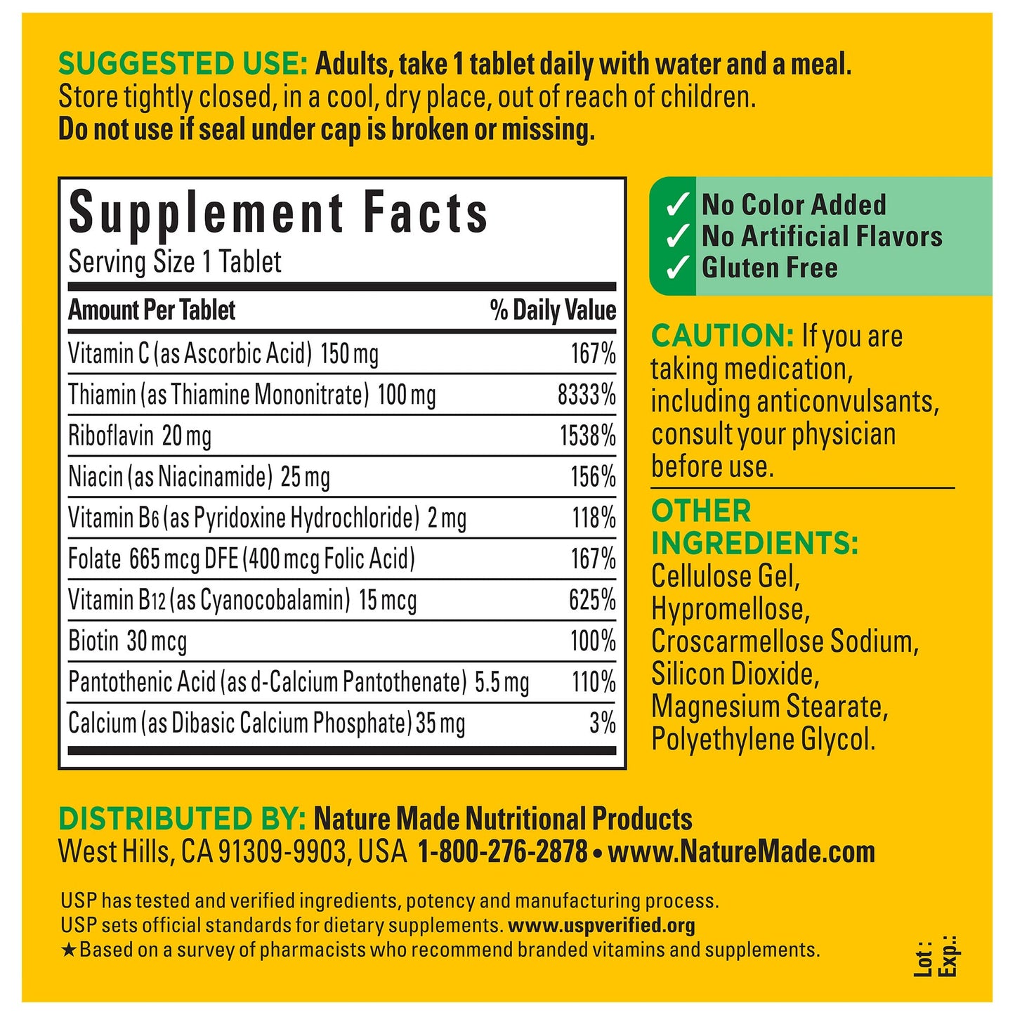 Nature Made Super B Complex with Vitamin C & Folic Acid – 360 Tablets