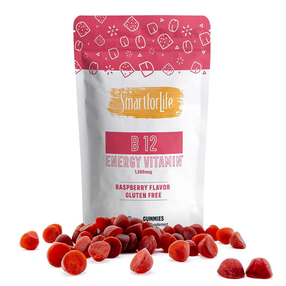 B12 Gummy Vitamins 1500 mcg - Raspberry Flavor, 60 Count - Energy & Metabolism Support