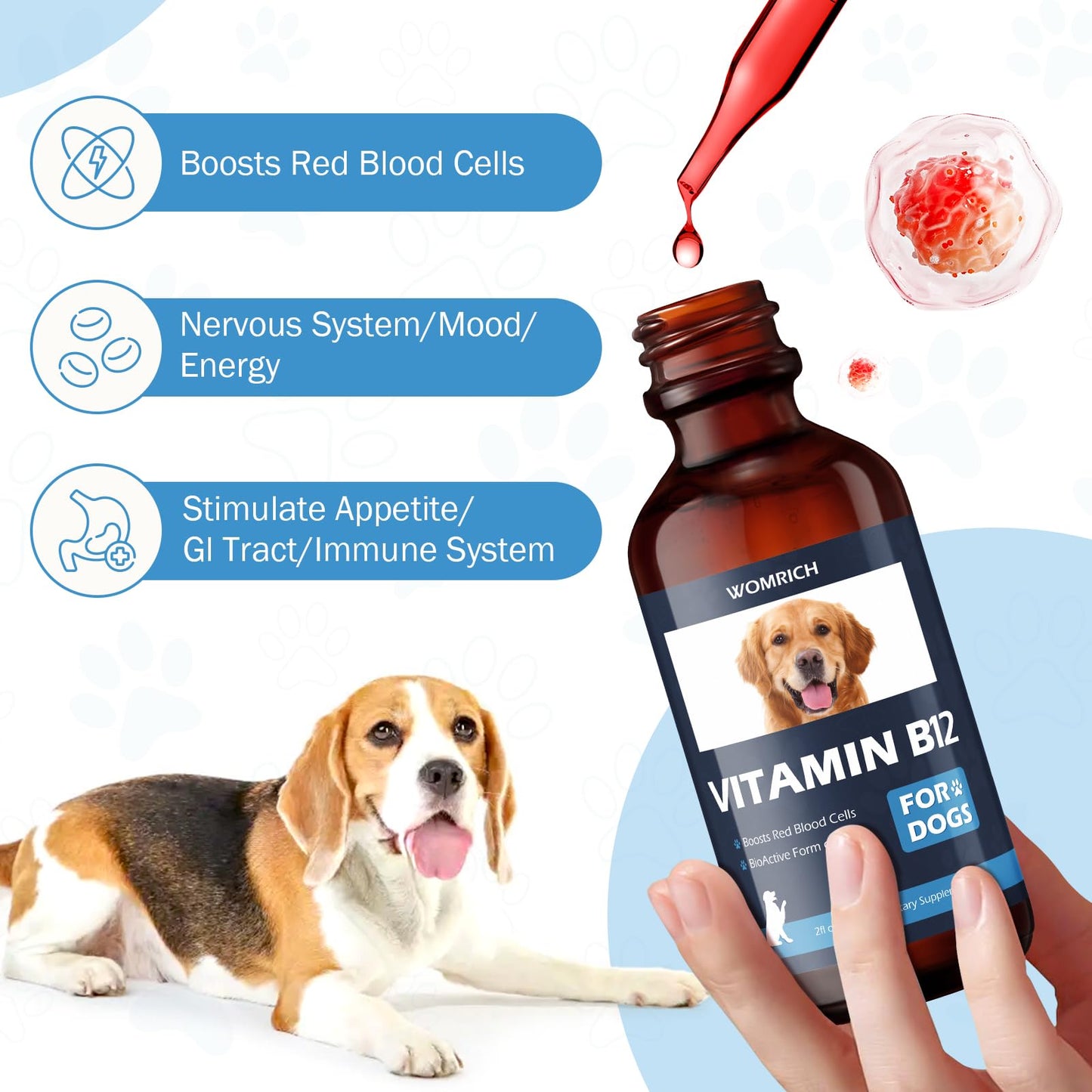 Appetite Stimulant Vitamin B12 for Dogs | Methylcobalamin (Methyl B12) 2 fl oz