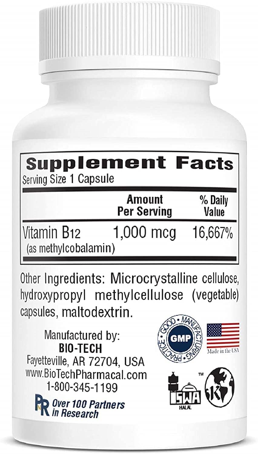 Vitamin B12 Methylcobalamin 1000 mcg – 100 Capsules