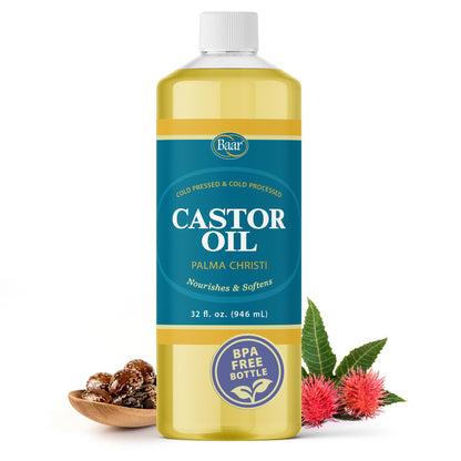 Baar Cold-Pressed Castor Oil 32 oz – Hexane-Free & BPA-Free Bottle