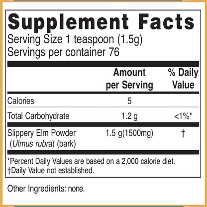 Baar Slippery Elm Powder, 4 Oz | Pure Inner Bark, Not an Extract