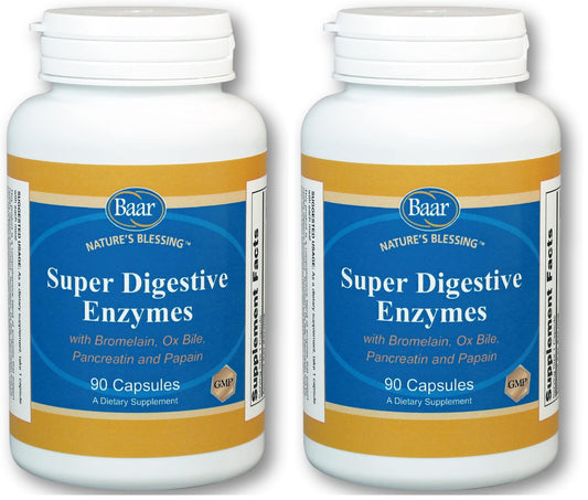 Baar Super Digestive Enzymes - 90 Capsules (Pack of 2) BritishVita | Premium UK Vitamins & Wellness Supplements