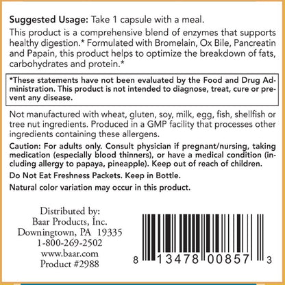 Baar Super Digestive Enzymes – 90 Capsules | Supports Digestive Health