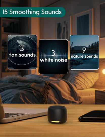 BABELIO White Noise Sound Machine with Night Light | Portable Sleep Aid, 15 Sounds, Timer & Memory