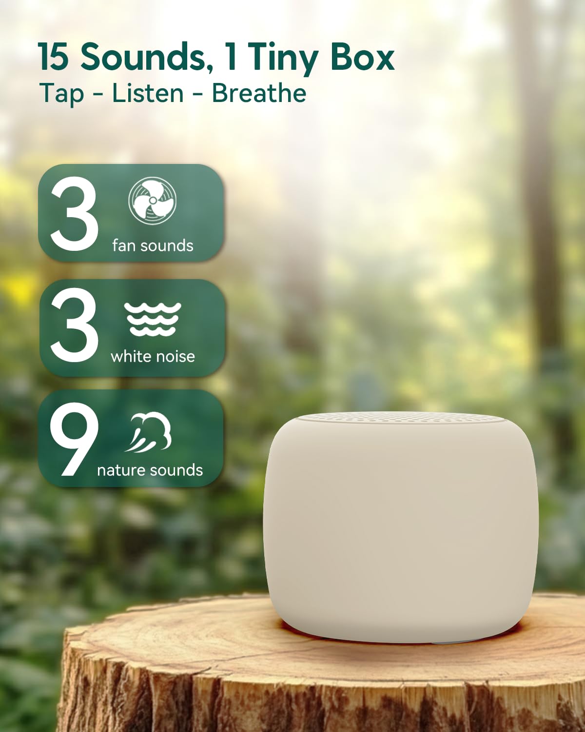 BABELIO Pocket White Noise Sound Machine – 15 Non-Looping Sounds for Sleep & Travel (Putty Gray)