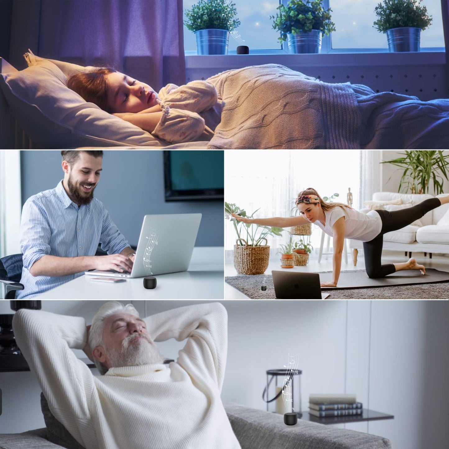 BABELIO Mini White Noise Machine — 15 Sounds, Portable & Travel-Friendly (2-Pack)