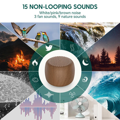 BABELIO Pocket White Noise Sound Machine 2-Pack – 15 Non-Looping Sounds, Timer & Memory