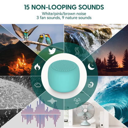BABELIO White Noise Sound Machine – Pocket Cyan, 15 Non-Looping Sounds, Timer, Travel-Friendly