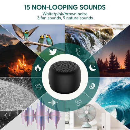 Babelio White Noise Sound Machine | Pocket-Sized Calm with 15 Non-Looping Sounds, Timer & Memory