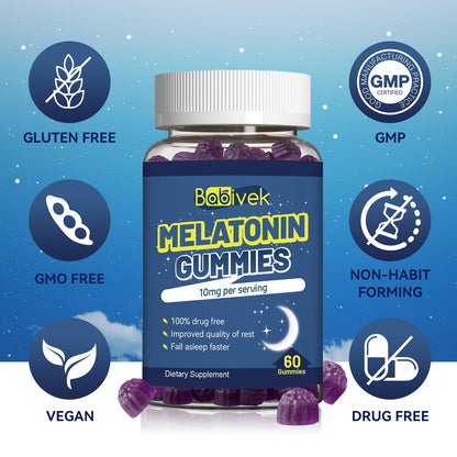 Babivek Melatonin Gummies 10mg – Sleep Support, Berry Flavor, 60 Count