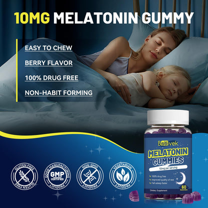 Babivek Melatonin Gummies 10mg – Sleep Support, Berry Flavor, 60 Count