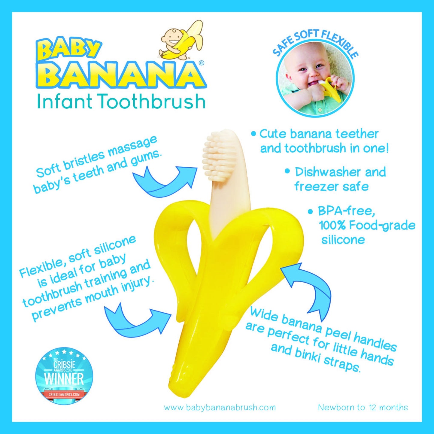 Baby Banana The Original Banana Brush – Made in USA, Toddler Toothbrush, Family-Owned