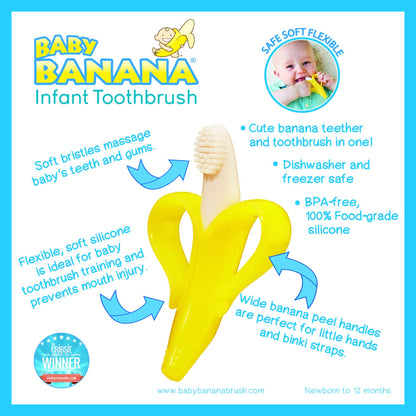 Baby Banana The Original Banana Brush – Made in USA, Toddler Toothbrush, Family-Owned