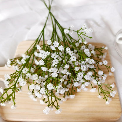 15 Pcs Baby's Breath Artificial Flowers – Real Touch White Gypsophila for Wedding Decor
