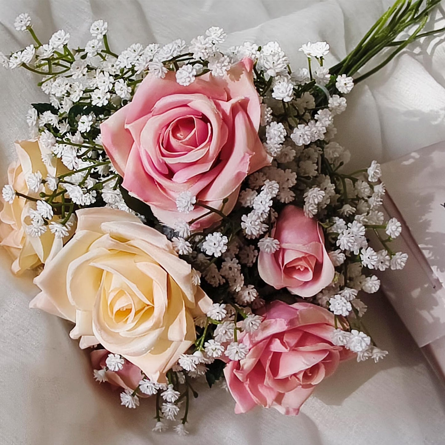 15 Pcs Baby's Breath Artificial Flowers – Real Touch White Gypsophila for Wedding Decor