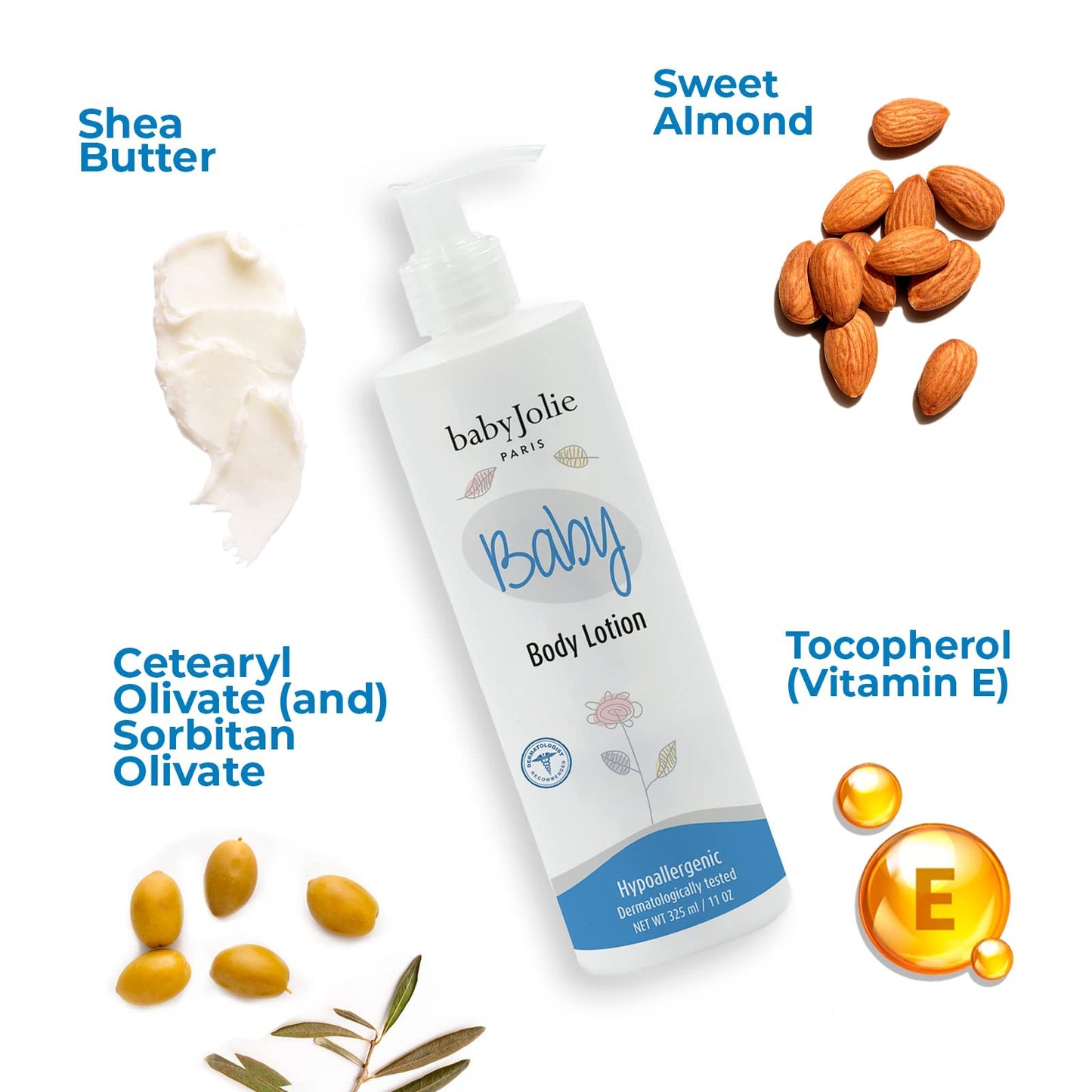 Baby Jolie Baby Bath Set – Tear-Free Shampoo, Conditioner & Lotion (7.5oz/221ml; 11oz/325ml)