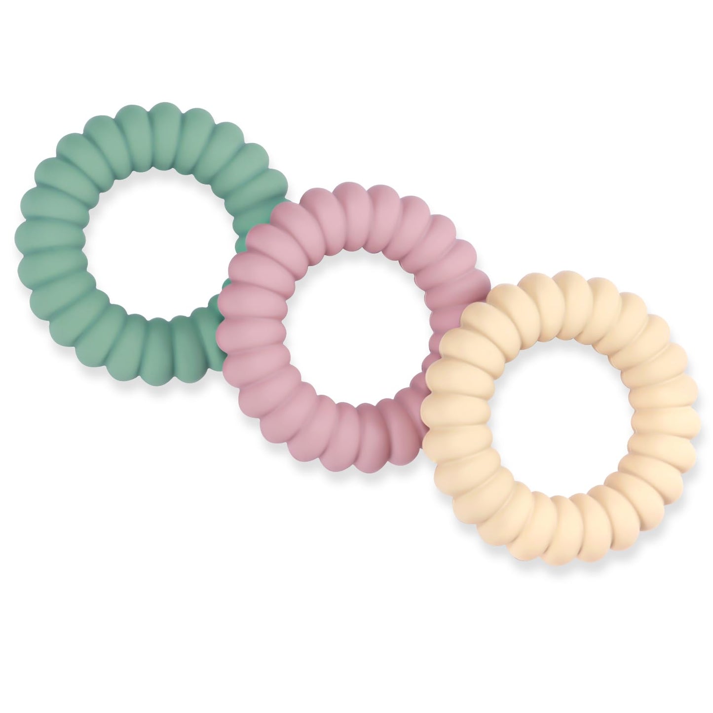 Baby Teether Toys - Silicone Teether Rings with Rattle (3 Pack)