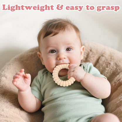 Baby Teether Toys - Silicone Teether Rings with Rattle (3 Pack)