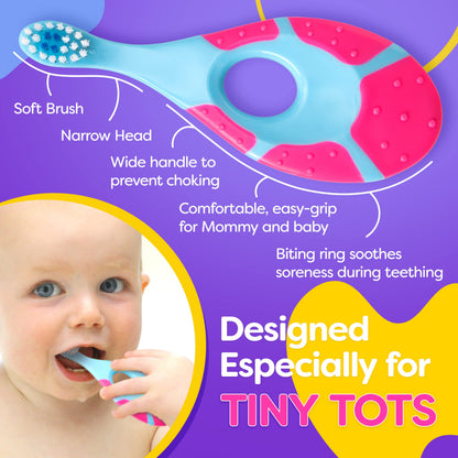 Baby Toothbrush 12+ Months - Toddler Soft Bristles 4-Pack (Multi-Color)