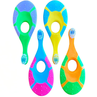 Baby Toothbrush 12+ Months - Toddler Soft Bristles 4-Pack (Multi-Color)