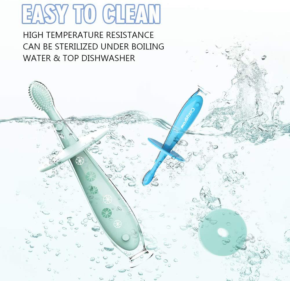 Baby Toothbrush with Suction Base - 2 Pack | Soft Silicone