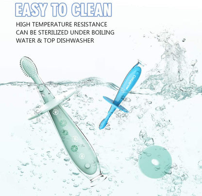 Baby Toothbrush with Suction Base - 2 Pack | Soft Silicone