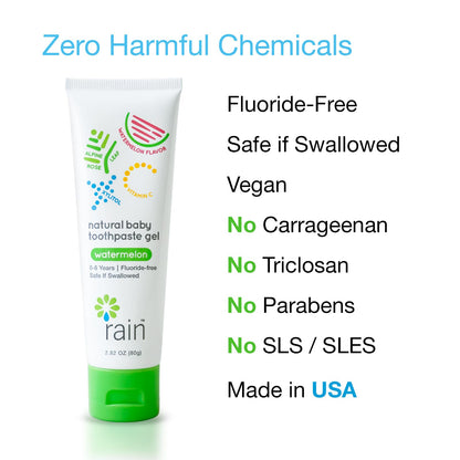 Baby Toothpaste 6-12 Months - Fluoride Free Training Gel (2.8 oz)