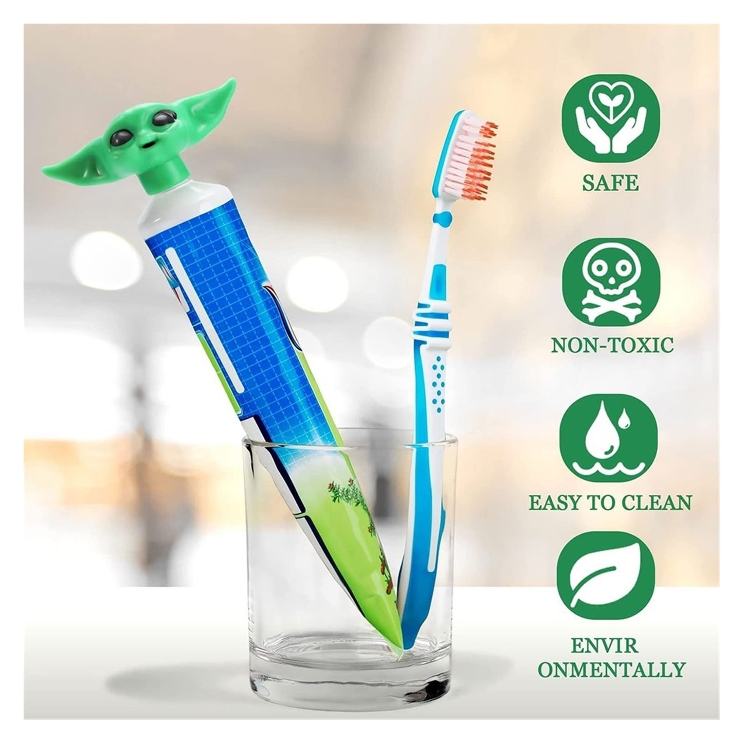 Baby Yoda Toothpaste Cap – Yoda Topper & Dispenser for Kids & Adults | Fun Bath Decor