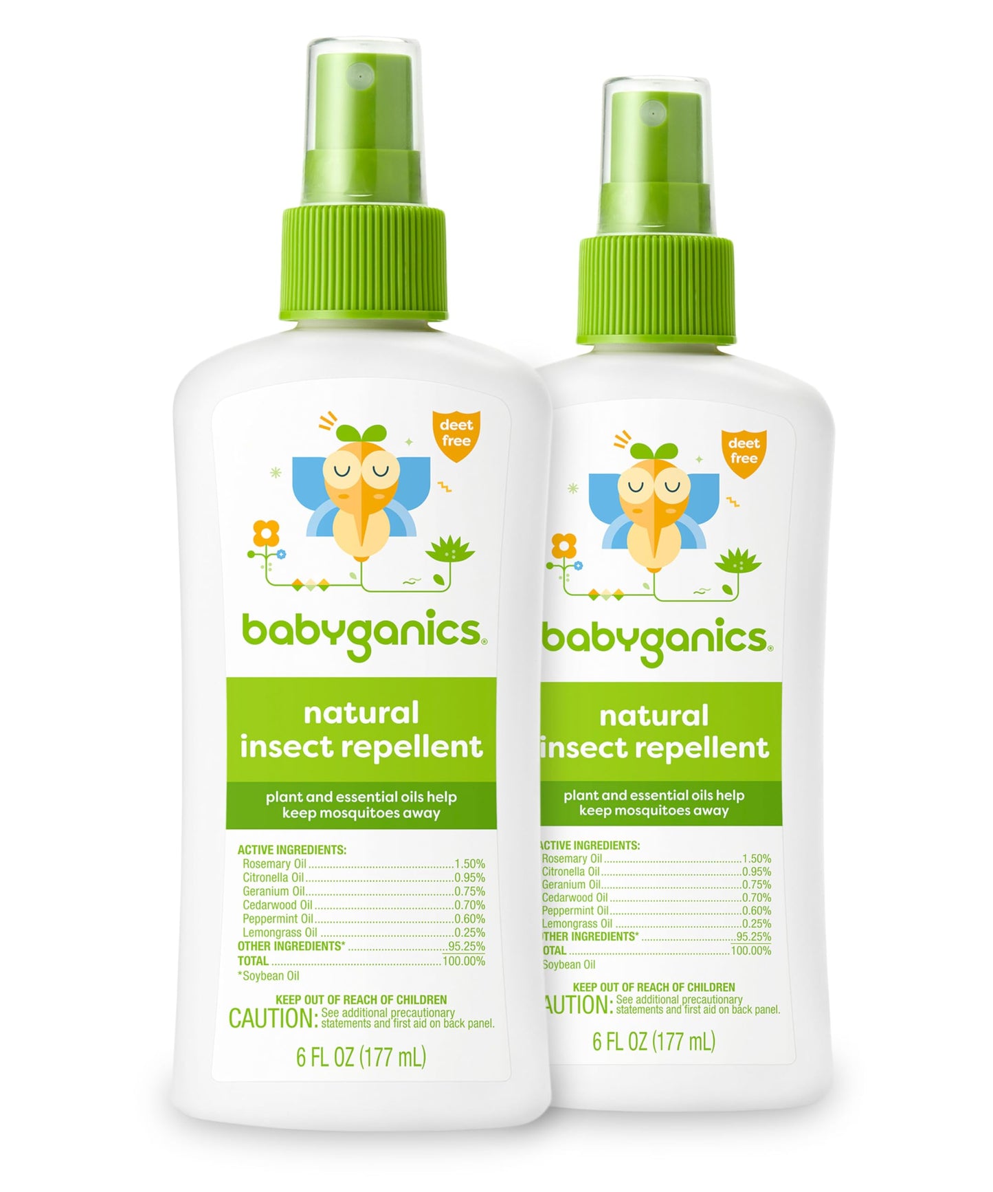 BabyGanics Insect Spray 6oz 2 Pack – Plant & Essential Oils Mosquito Repellent