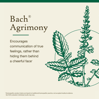 Bach Agrimony Original Flower Remedies - Communicate Openly, 20mL Dropper, Vegan