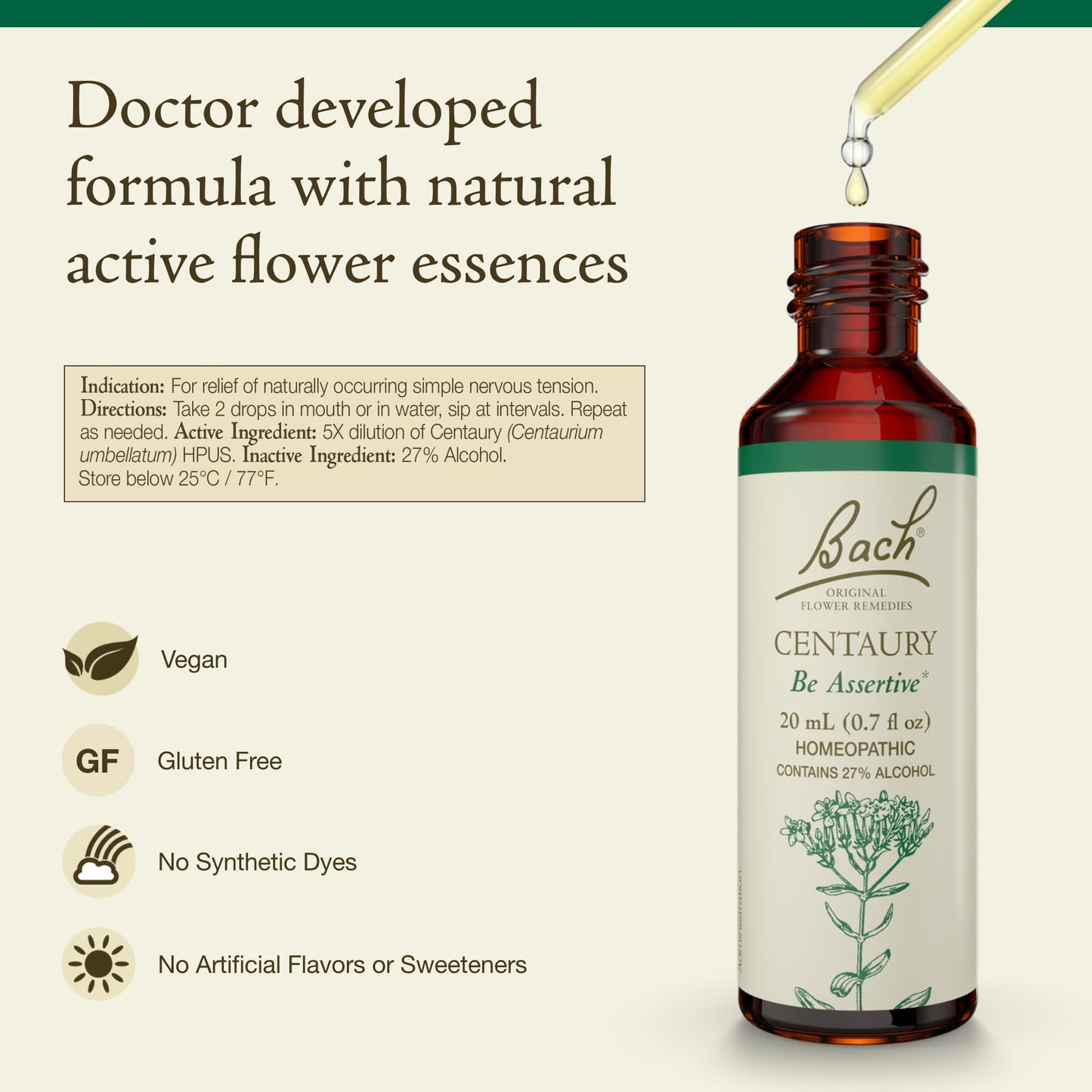 Centaury Bach Original Flower Remedies – Be Assertive (20mL Dropper)