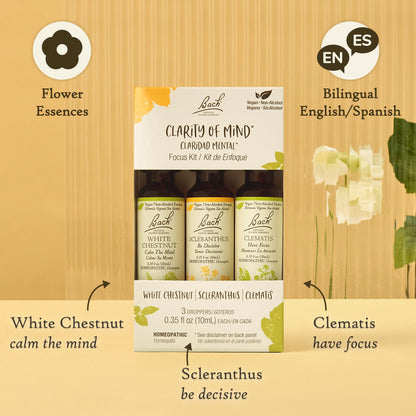 Bach Original Flower Remedies - Clarity Of Mind Trio Kit (Non-Alcohol, 3 x 10mL)