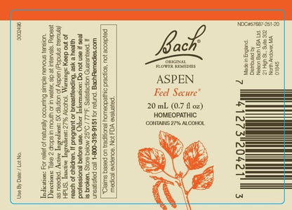 Bach Original Flower Remedies 2-Pack - Find Your Safe Place (Rock Rose & Aspen) - 20mL Dropper x2 - Vegan