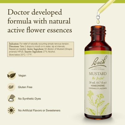 Bach Original Flower Remedies Mustard – Be Joyful | 20mL Dropper