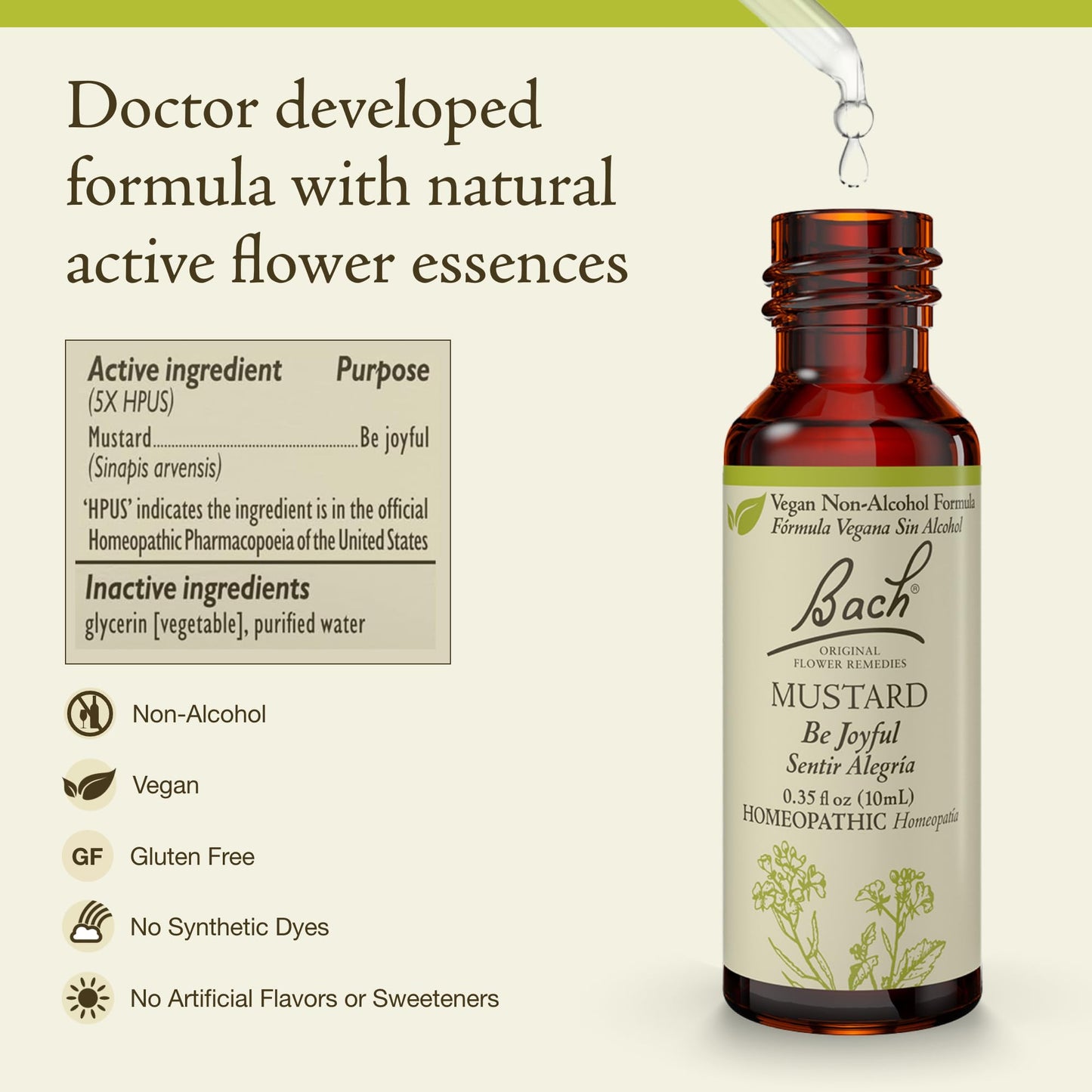 Bach Mustard Flower Remedy - Non-Alcohol Formula | Be Joyful 10mL