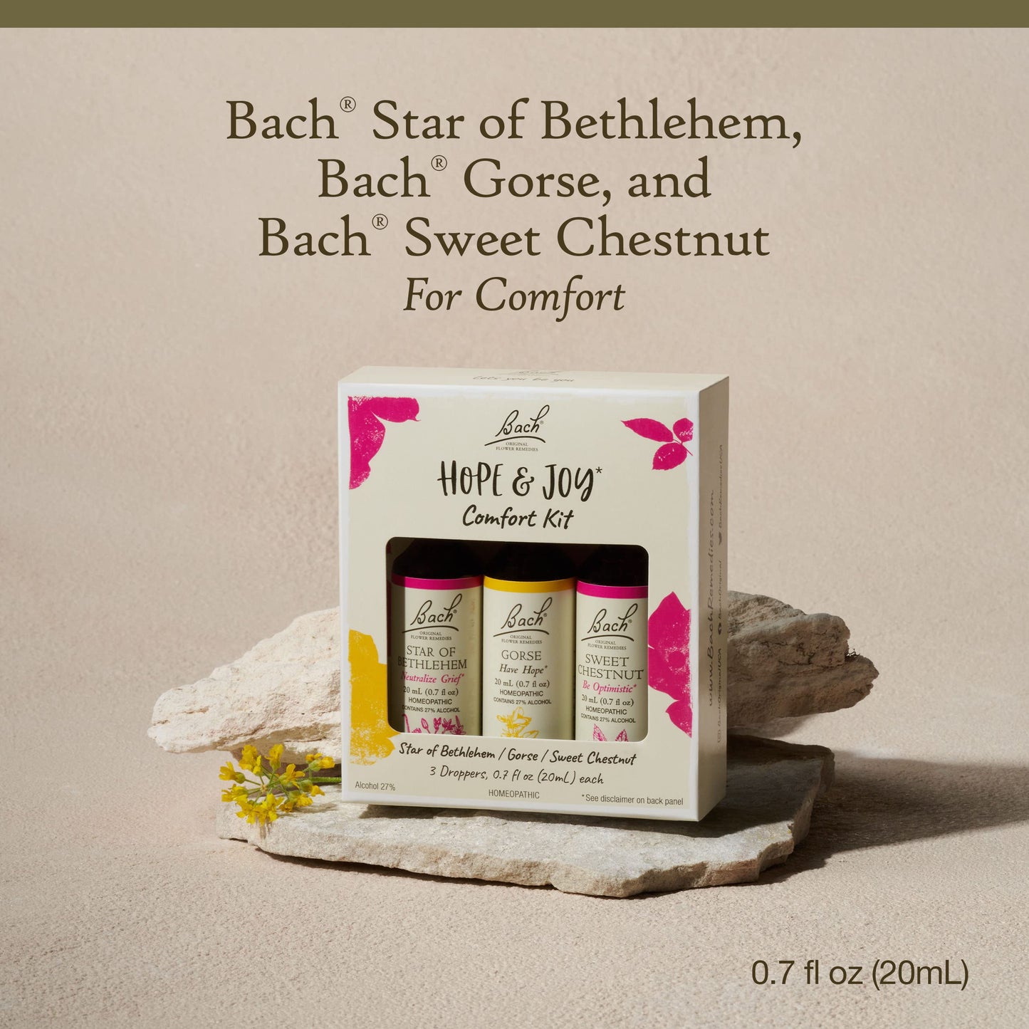 Bach Original Flower Remedies Hope & Joy Kit – 3 x 20mL Droppers, Vegan