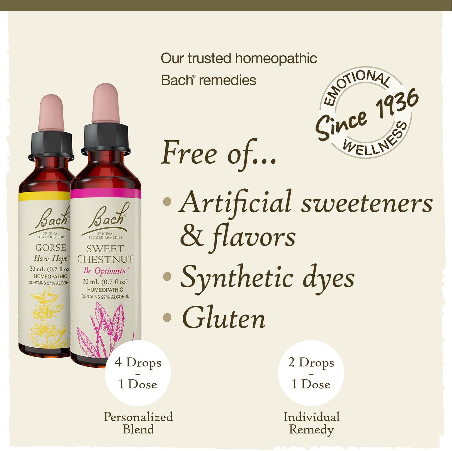 Bach Original Flower Remedies Hope & Joy Kit – 3 x 20mL Droppers, Vegan