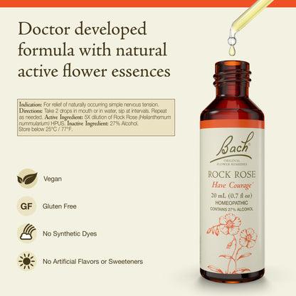 Bach Original Flower Remedies: Rock Rose – Have Courage | 20mL Dropper