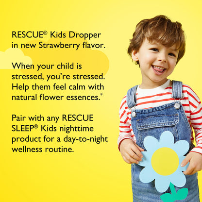 Bach RESCUE Kids Dropper – Strawberry Flavor, Stress Relief for Children (10 mL) – Homeopathic Flower Essences