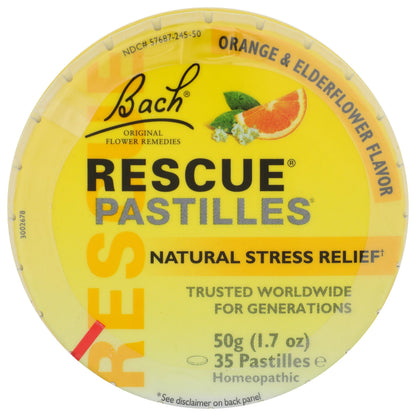 Bach Rescue Pastilles Orange Elderflower, 1.7 oz | Natural Stress Relief