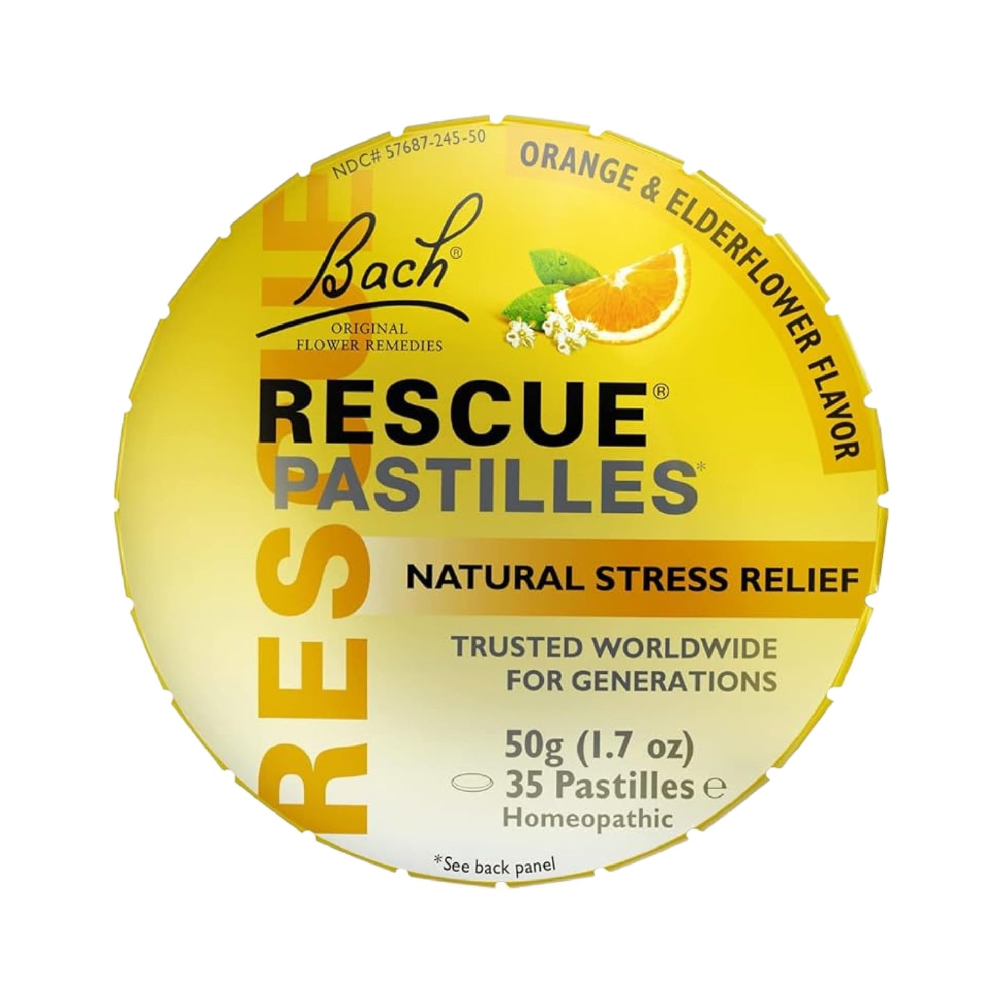 Bach Rescue Pastilles Orange & Elderflower - Stress Relief Lozenges, 35 Count