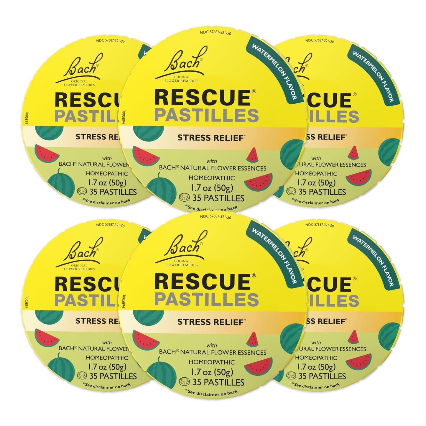 Bach RESCUE PASTILLES Watermelon – 6 Pack | Stress Relief Lozenges