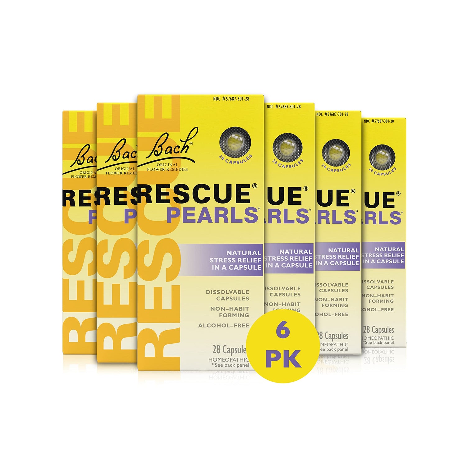 Bach Rescue Pearls - Orange Vanilla Stress Relief, Homeopathic, Gluten & Sugar-Free (6x28)