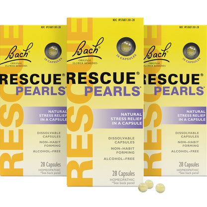 Bach RESCUE Pearls – Natural Stress Relief, Orange Vanilla, 3 Pack (28 Count Each)
