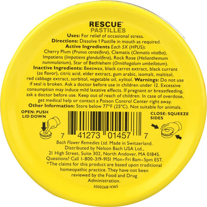 Bach Rescue Remedy Blackcurrant Pastilles 1.7oz - Original Flower Remedies